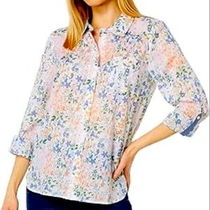 Tommy Hilfiger Women's Cotton Roll Tab Sea Garden Size L